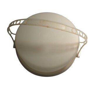 Vtg Tupperware White Round Storage Container With Handle & Lid pie keeper tote